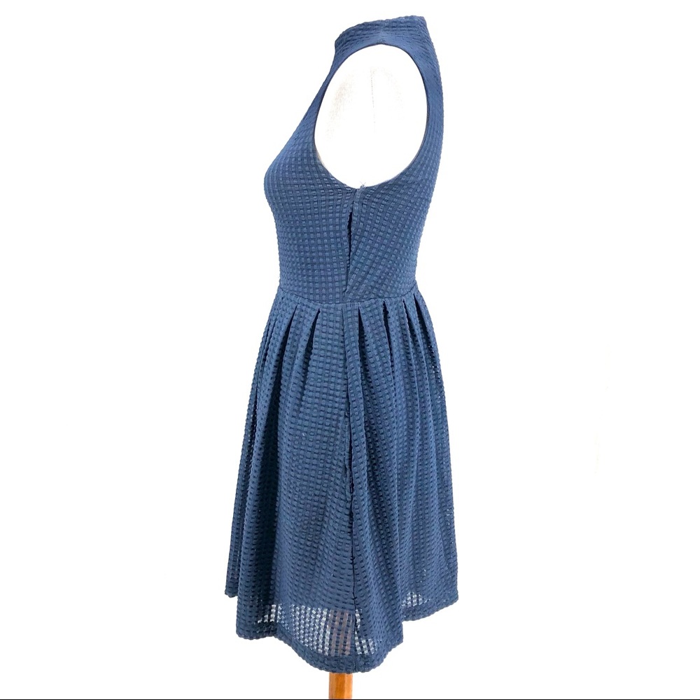 Deletta Anthropologie Cosgrove Blue Fit And Flare Textured Dress Size Small View 4